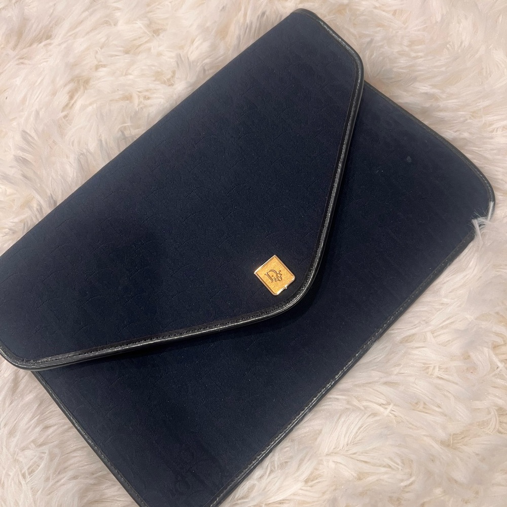Dior Navy Clutch with Gold Accent